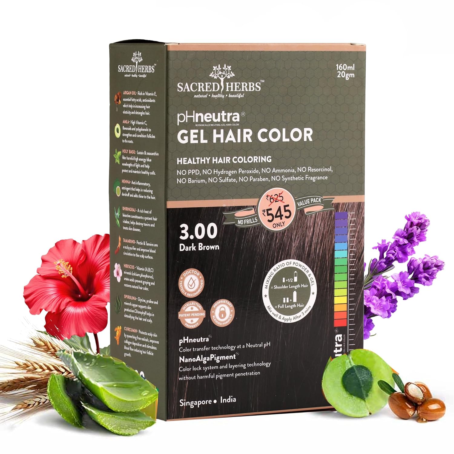 Natural Black Hair Color Gel 180ml Ammonia-Free Organic Long-Lasting