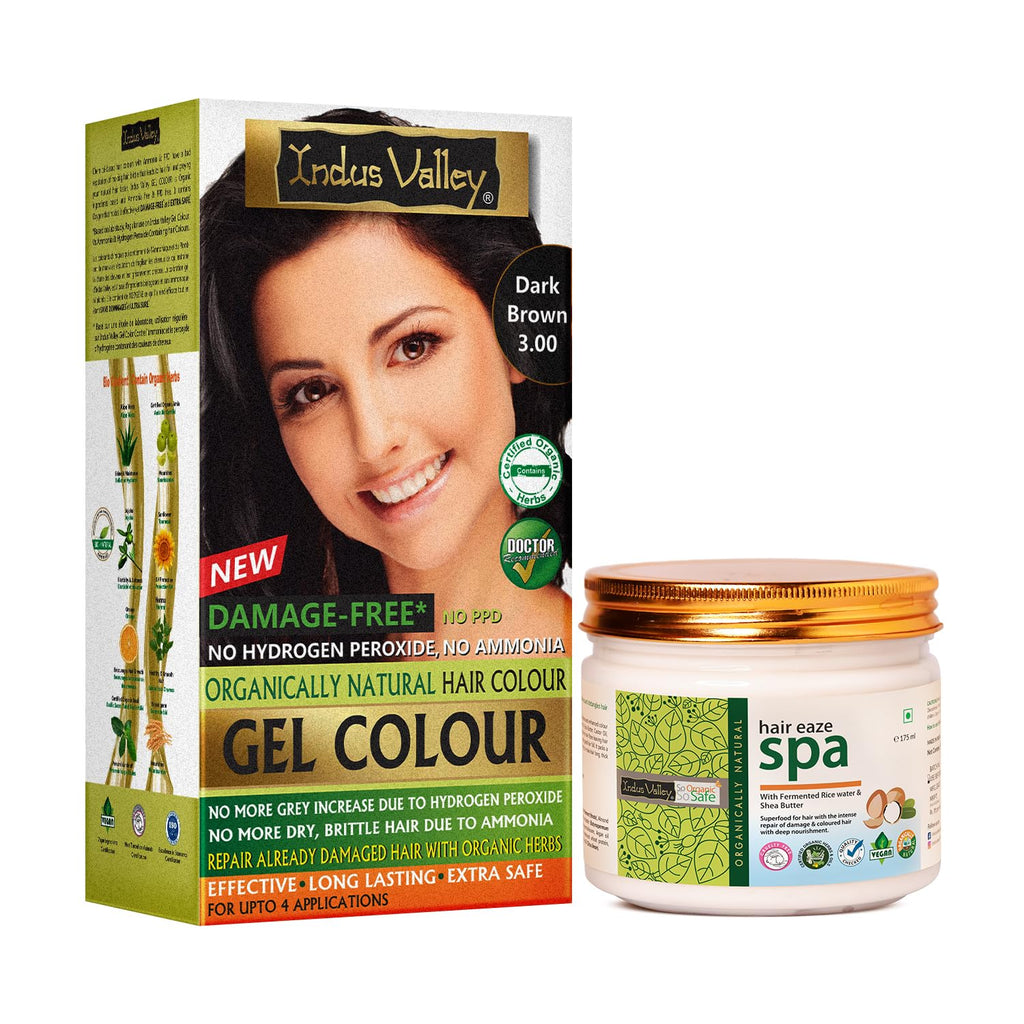 Indus Valley Natural Gel Hair Color Medium Brown 220ml Ammonia-Free