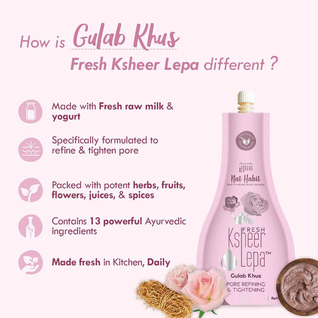 Nat Habit Fresh Gulab Khus Ksheer Lepa Face Mask For Pore Refining, Tightening Main Image