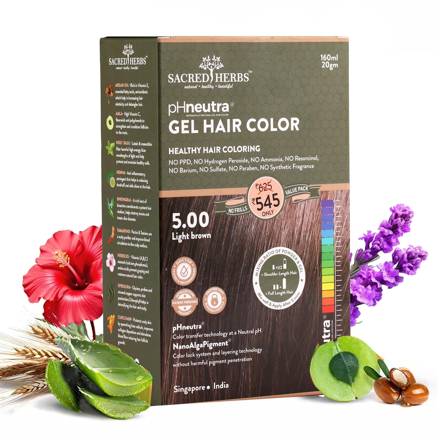 Natural Black Hair Color Gel 180ml Ammonia-Free Organic Long-Lasting