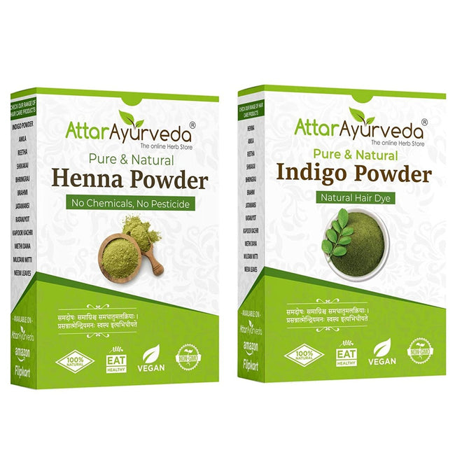 Attar Ayurveda Henna Powder, Indigo Powder Combo Pack Hover Image
