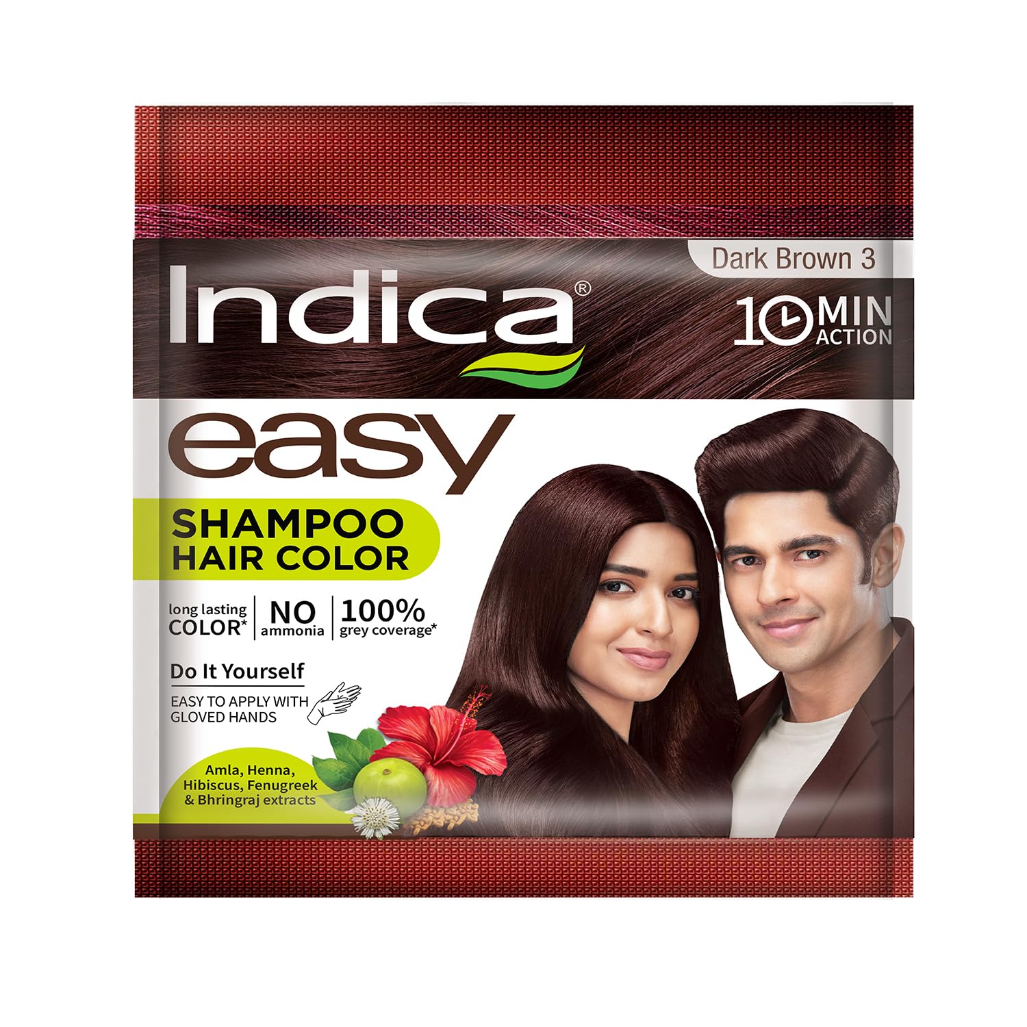 Indica 10 Min Herbal Hair Color Shampoo Natural Black Ammonia-Free