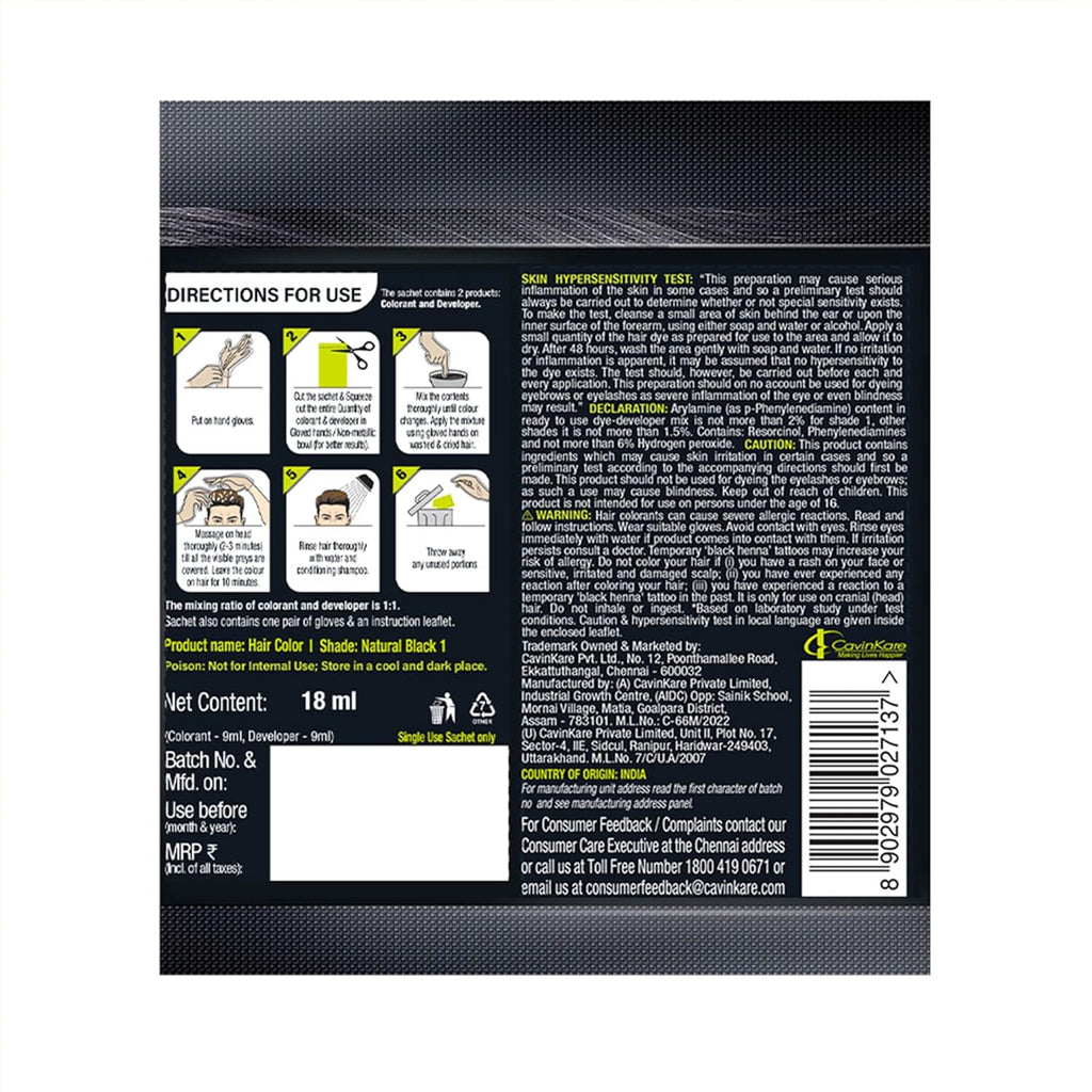 Indica 10 Min Herbal Hair Color Shampoo Natural Black Ammonia-Free