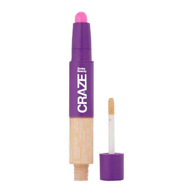 Swiss Beauty Craze Twosome Face Stick 2-In-1 Beauty Wand Concealer and Blush - 2 Light - Rose Hover Image