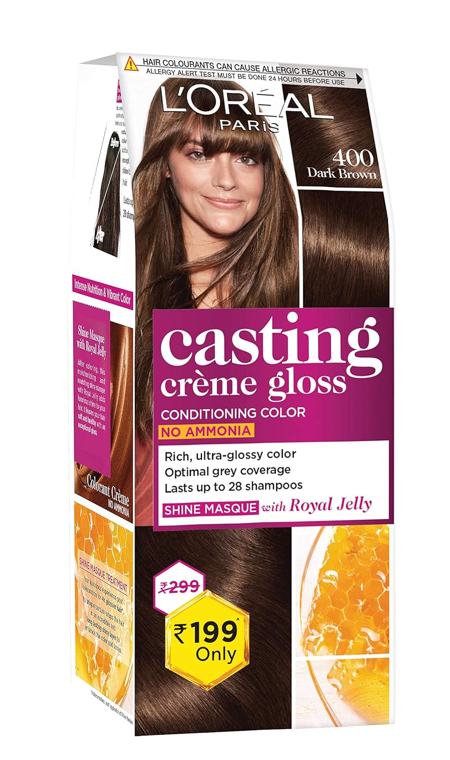 L'Oreal Casting Crème Gloss Hair Color 300 Darkest Brown 45g