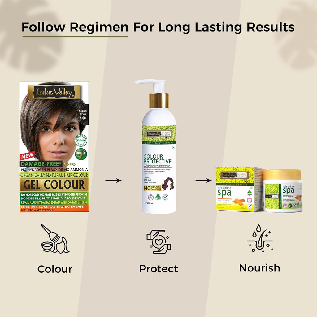 Indus Valley Natural Gel Hair Color Medium Brown 220ml Ammonia-Free