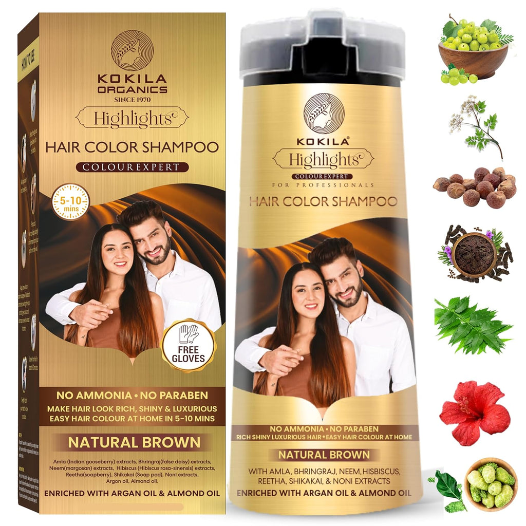 Kokila Natural Black Hair Color Shampoo 400ml No Ammonia Paraben-Free