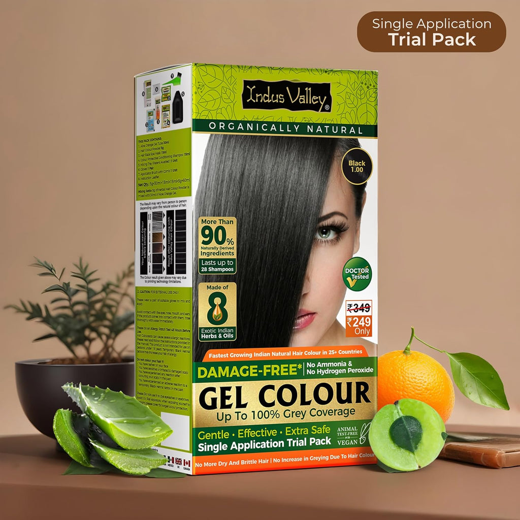 Indus Valley Natural Gel Hair Color Black 220ml Ammonia PPD Free