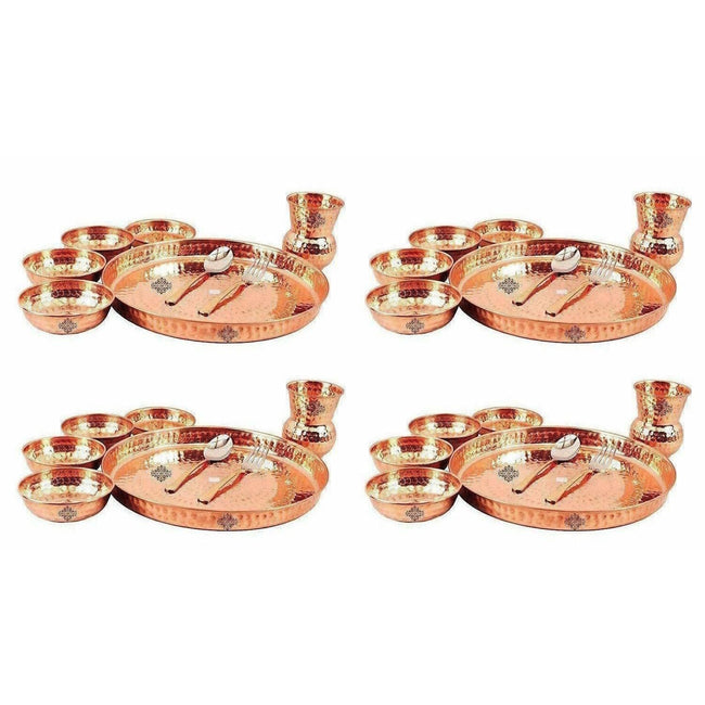 Traditional Design Copper Thali Multi cuisine Dinnerware Set, 8 Pieces Main Image