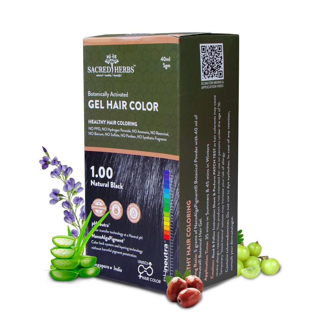 Natural Black Hair Color Gel 180ml Ammonia-Free Organic Long-Lasting