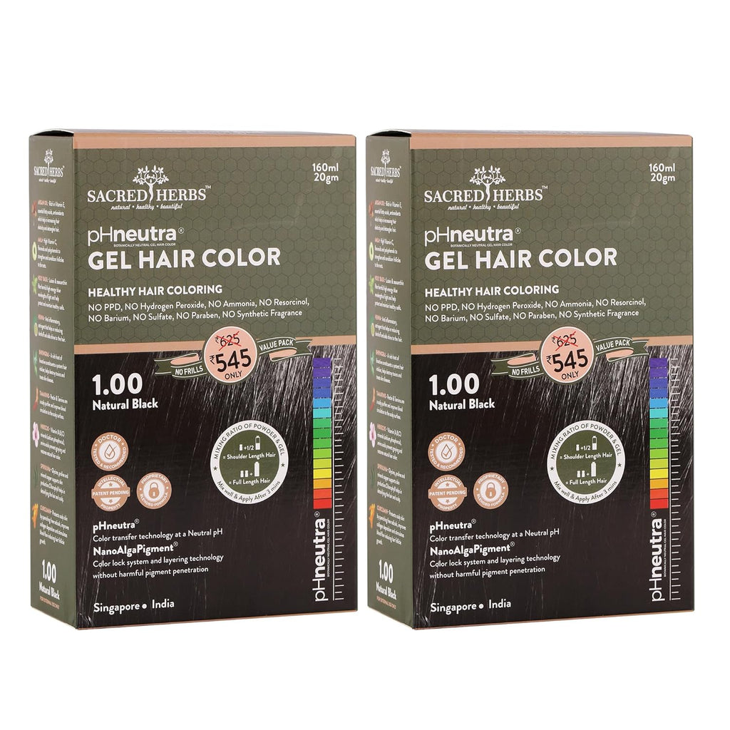 Natural Black Hair Color Gel 180ml Ammonia-Free Organic Long-Lasting