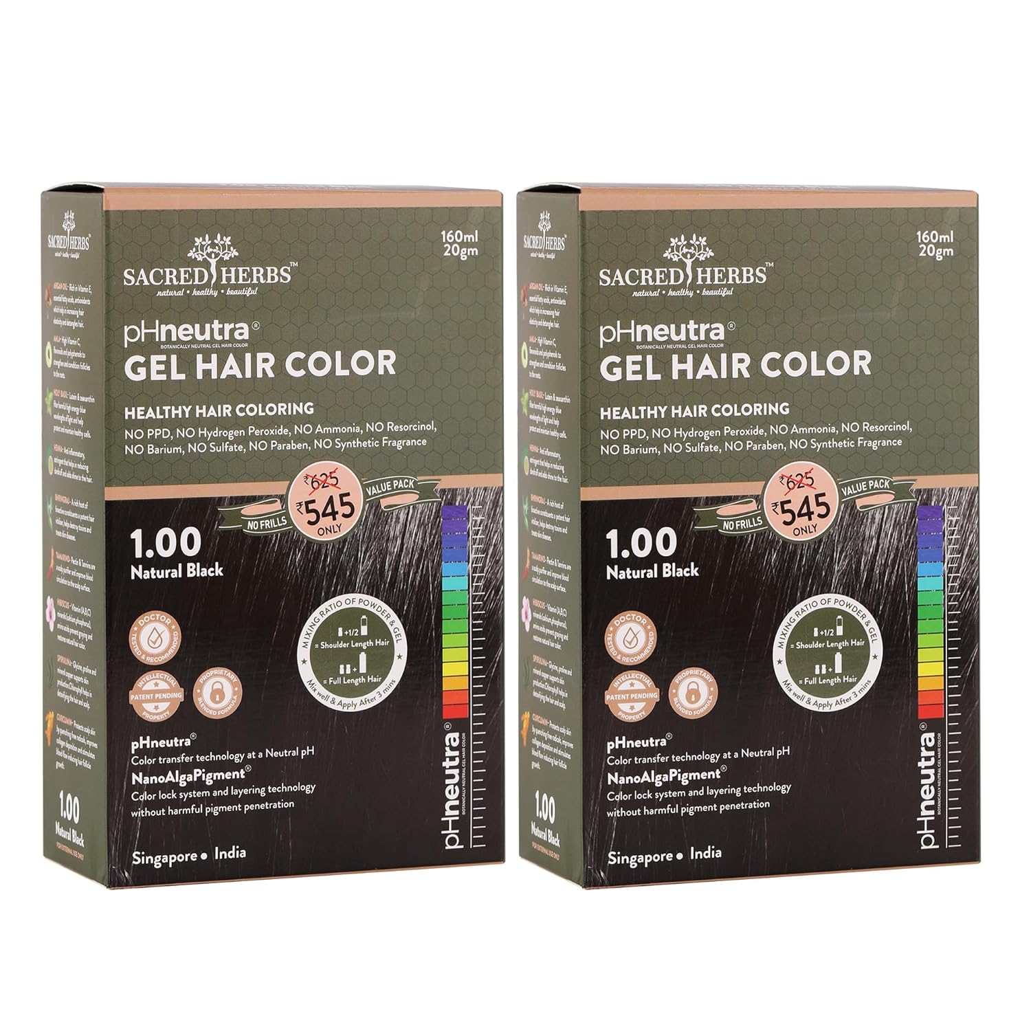 Natural Black Hair Color Gel 180ml Ammonia-Free Organic Long-Lasting