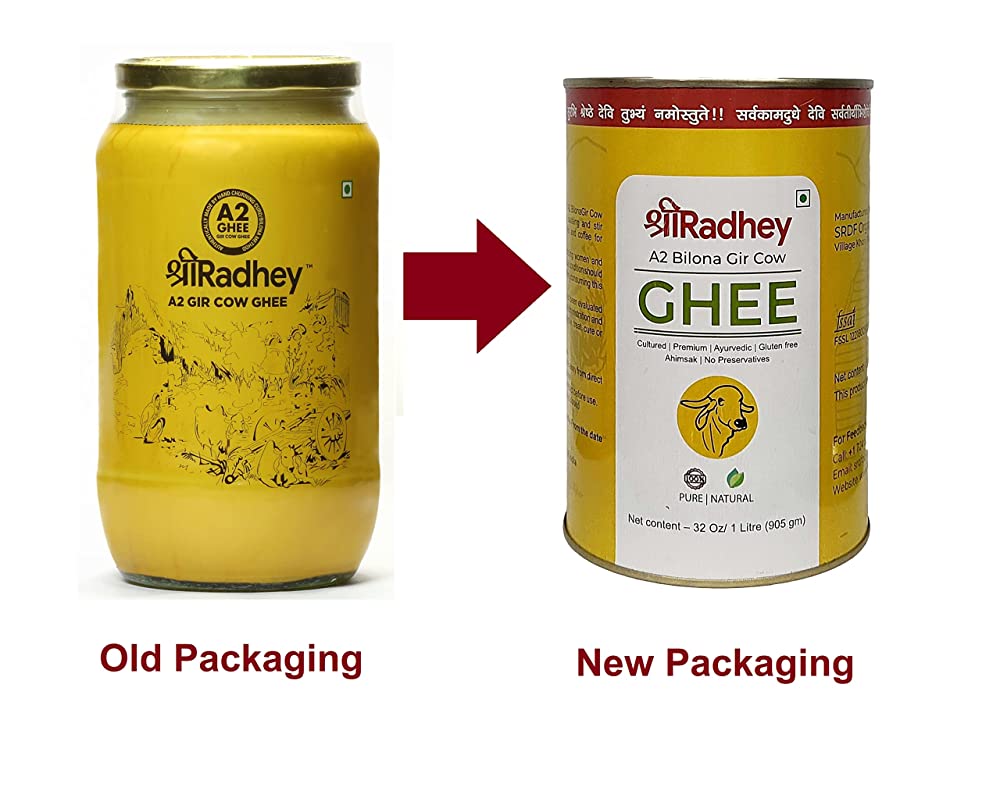 Shreeradhey A2 Bilona Gir Cow Ghee | Bilona Ghee 100% Pure | Churned From Curd | Homemade Organic Authentic Cow Ghee