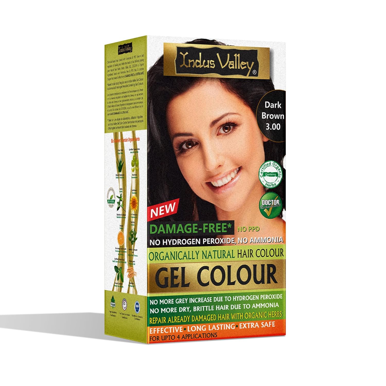 Indus Valley Natural Gel Hair Color Medium Brown 220ml Ammonia-Free