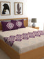 Dreamscape Purple & Cream-Coloured 144 TC Bedsheet with Pillow Covers