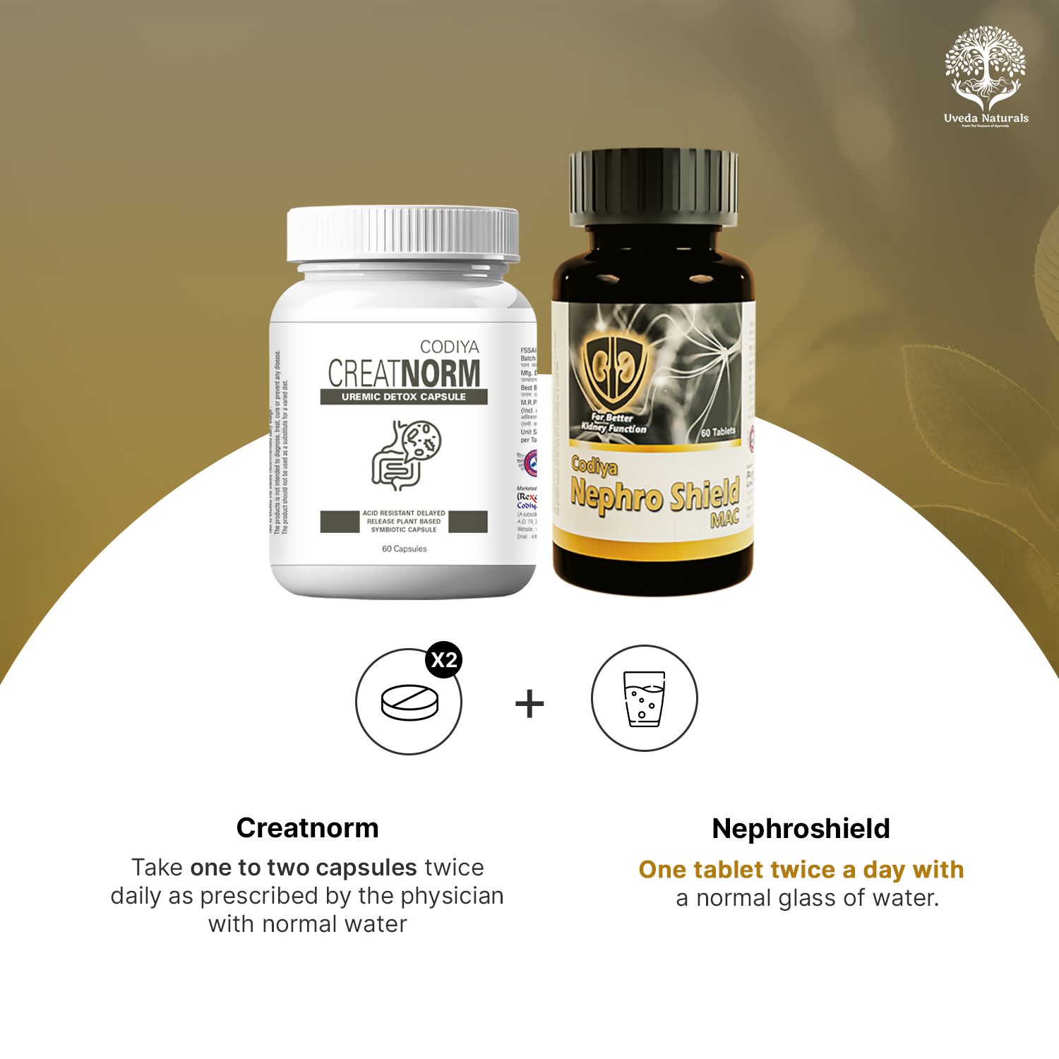 Uveda Naturals Codiya Nephroshield Mac & Creatnorm Capsules Combo