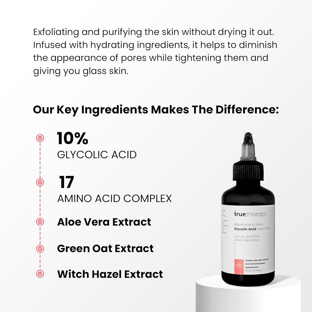 The True Therapy Retexturize 10% Glycolic Acid Toner Face Toner