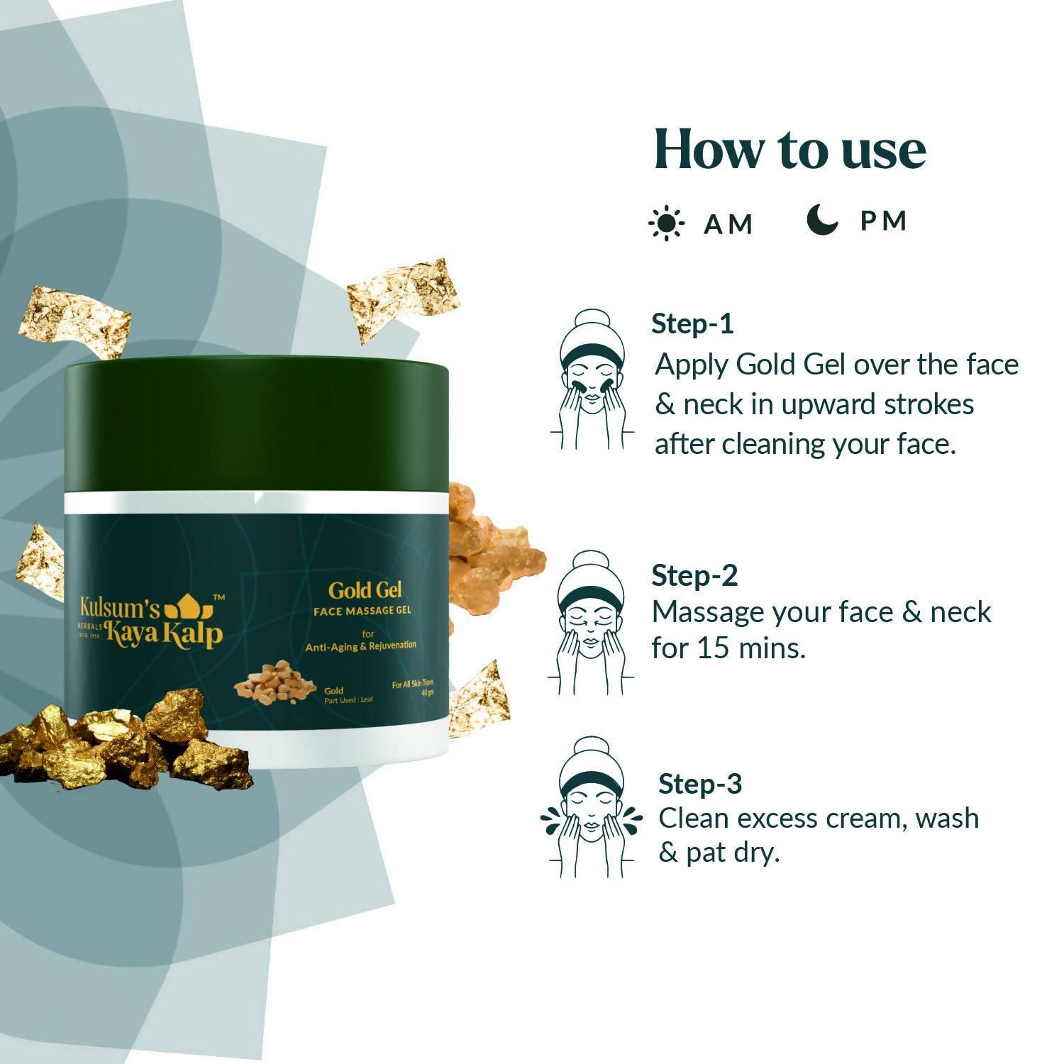 Kulsum's Kaya Kalp Gold Face Massage Gel For All Skin Types
