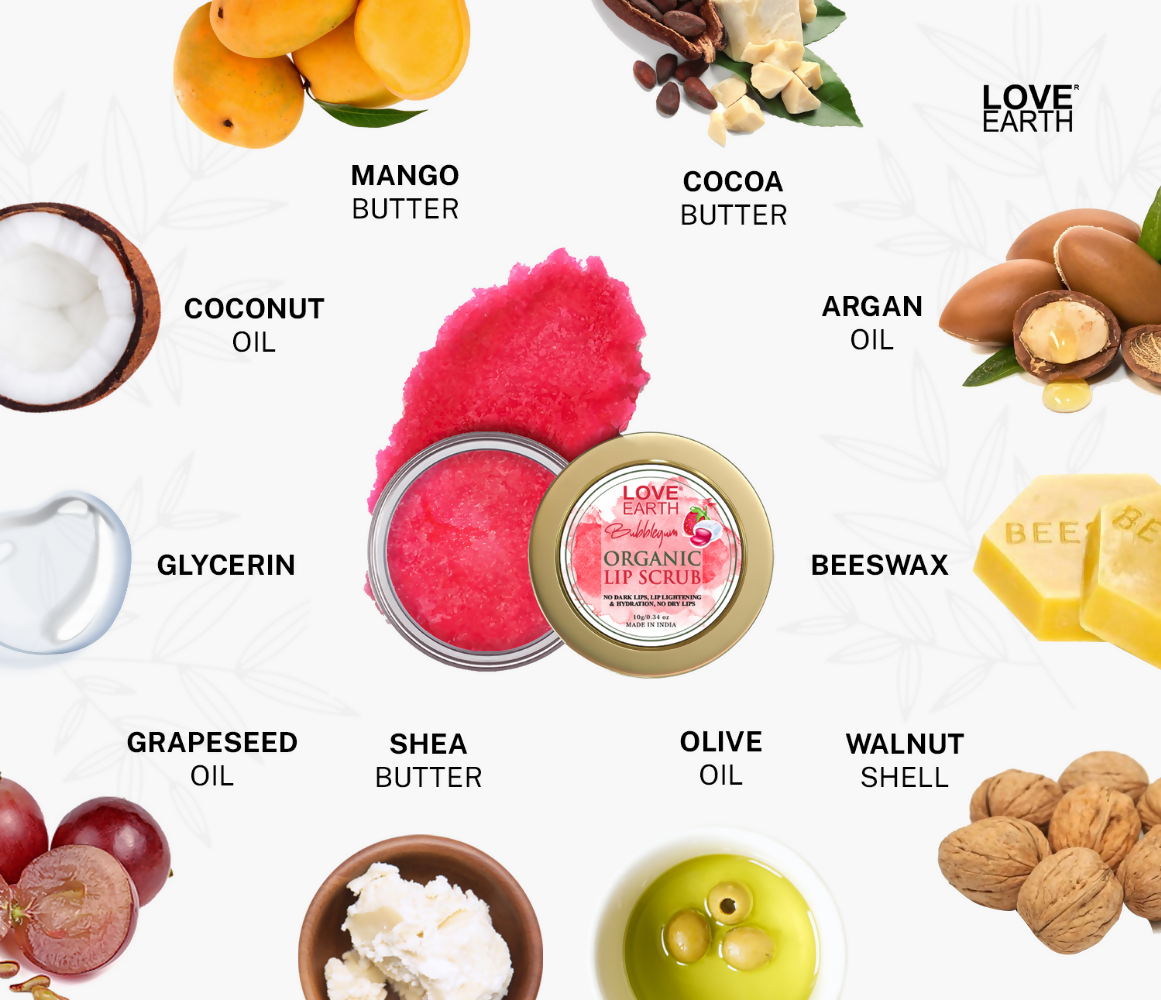 Love Earth Organic Lip Scrub with Shea Butter And Vitamin-E For Lip Hydration And Repair