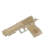 Kraftsman Semi-Automatic Wooden Rubber Band Shooting Gun Toys for Kids & Adults with Target | 5 Rapid Fire Shots (Beige)