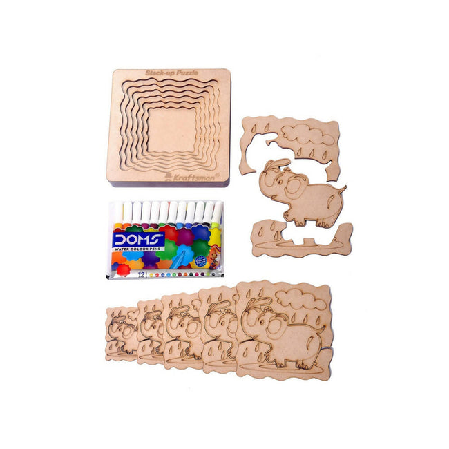 Kraftsman Stack up Puzzles/ Layered Puzzle Elephant Shape for Kids | Color Kit Included | 18 Pieces Puzzle Main Image