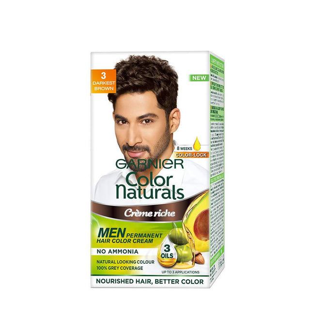 Garnier Color Naturals Creme Riche Men Hair Color - Shade 3 Darkest Brown Hover Image