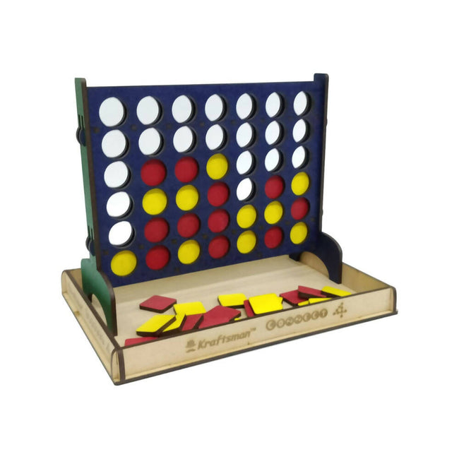Kraftsman Get-4 In A Row Or Get-In-Line Wooden Game Of Strategy Game Hover Image