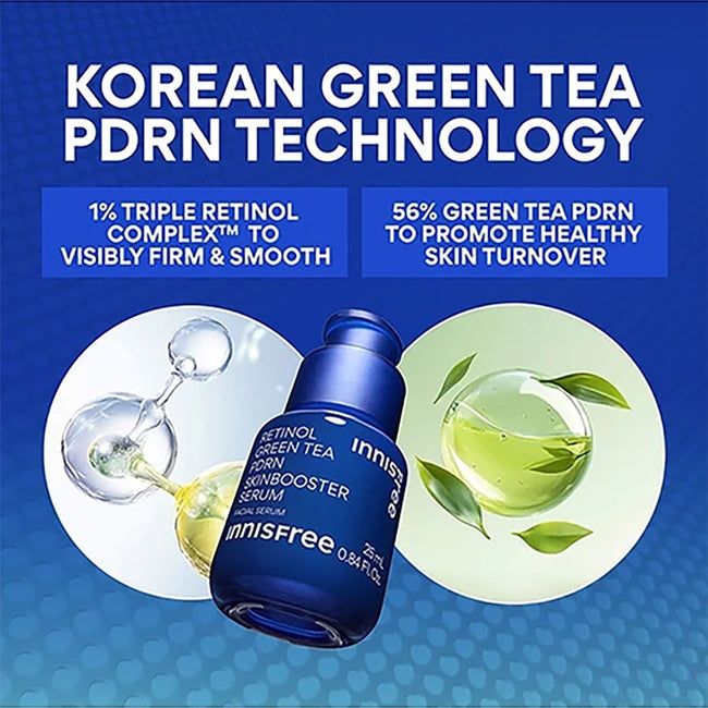 Innisfree 1% Retinol Green Tea VEGAN PDRN Ampoule - Anti-Aging, Brightening & Skin-Soothing Serum Main Image