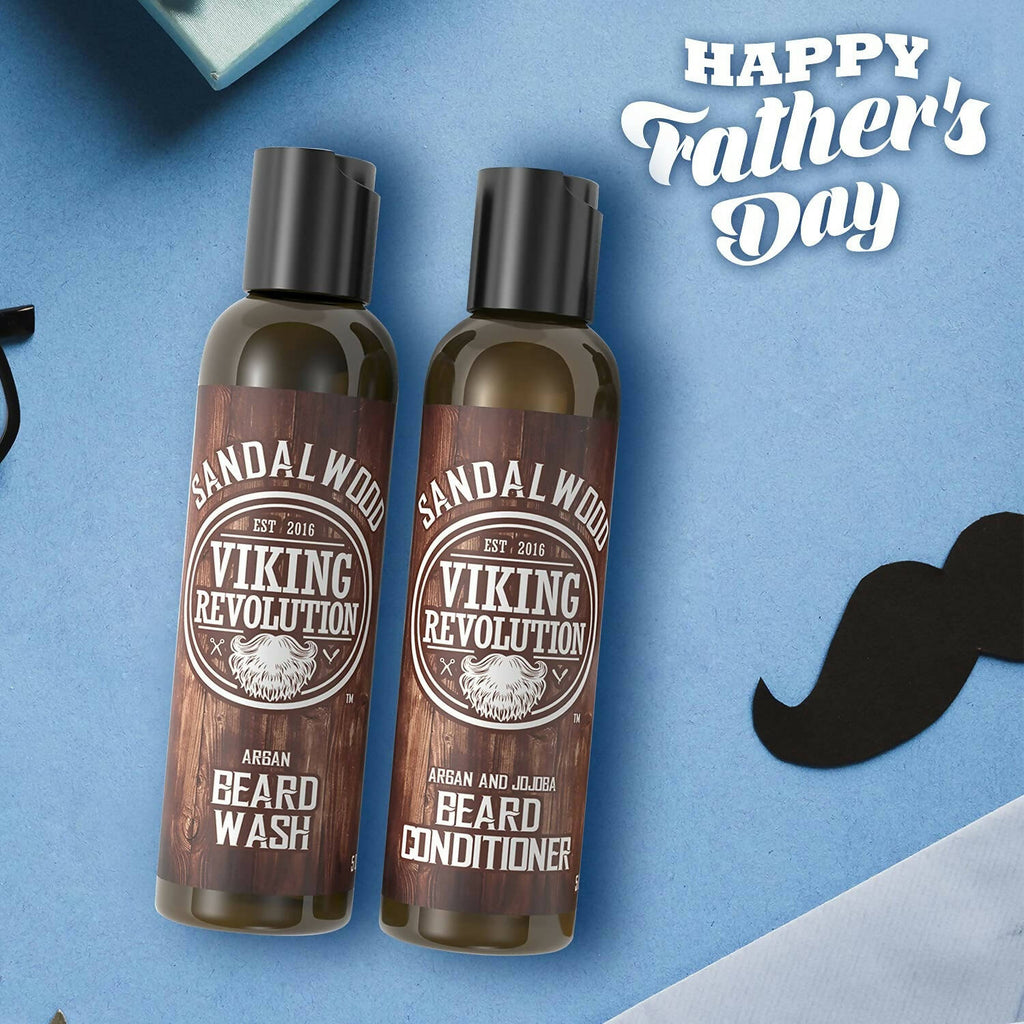 Viking Revolution Sandalwood Beard Wash and Beard Conditioner Combo