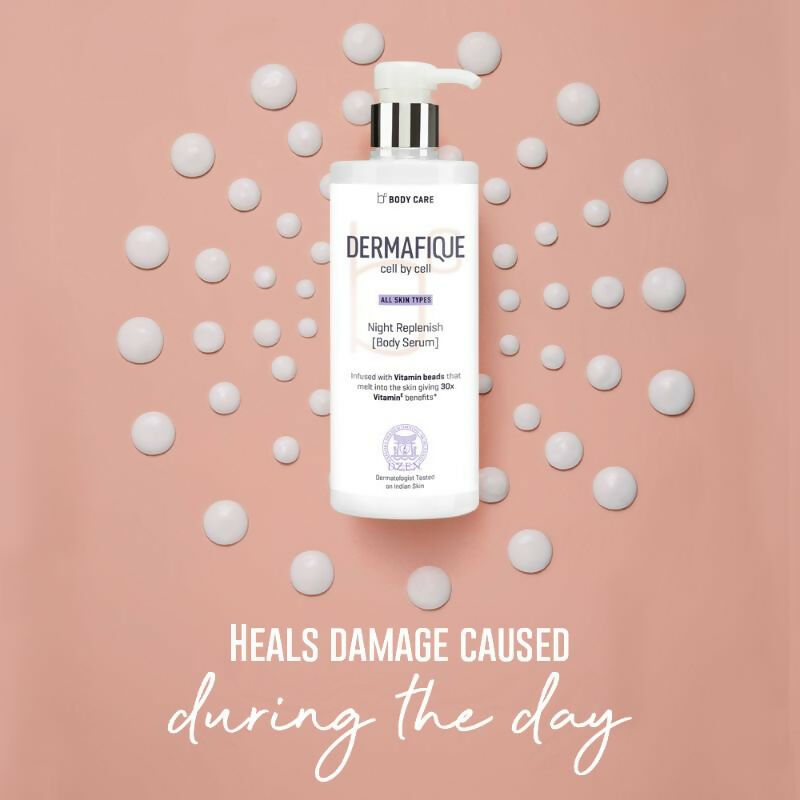 Dermafique Night Replenish Body Serum With 30X Vitamin E, Repairs Skin Cell Damage