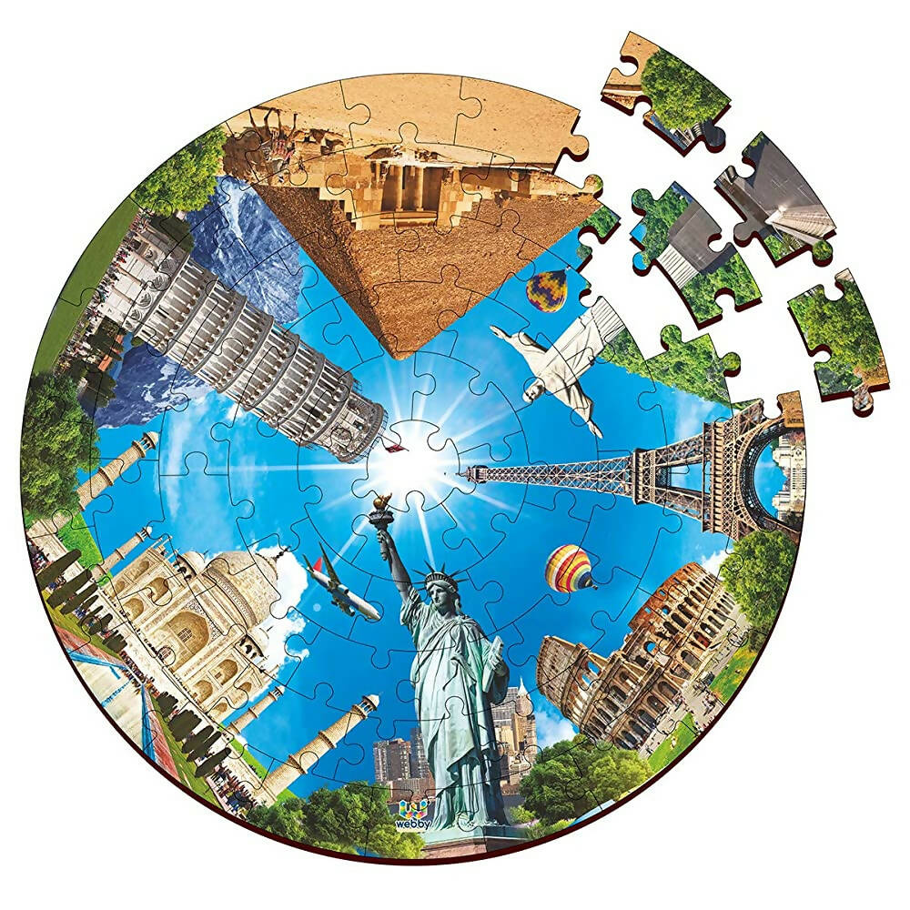 Webby Wooden Seven Wonders of The World Jigsaw Puzzle-60 Pcs
