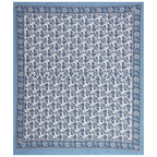 Rudra Bazaar Blue 210 TC Cotton Double King Bedsheet With 2 Pillow Covers