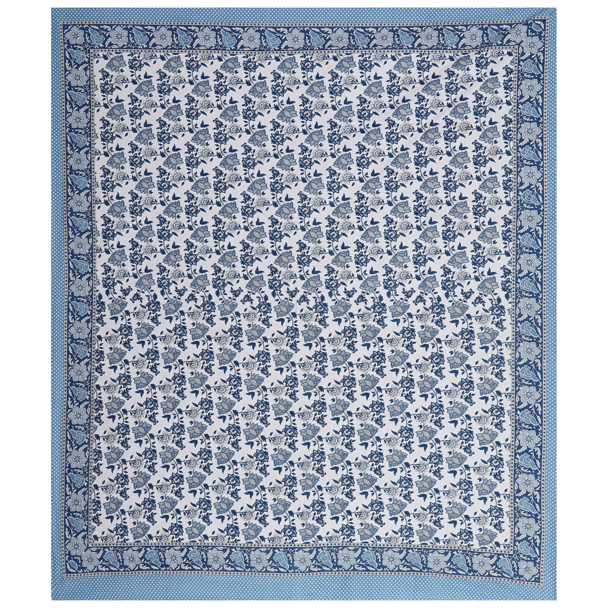 Rudra Bazaar Blue 210 TC Cotton Double King Bedsheet With 2 Pillow Covers