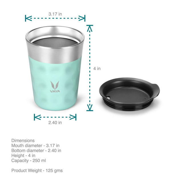 Vaya Popcup Insulated Coffee Mug Tumbler With Lid - 250 ml (Cool Cyan) Main Image