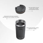 Milton Corral Thermosteel Insulated Coffee Mug Tumbler - 400ml (Black)