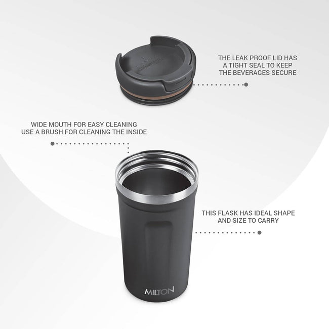 Milton Corral Thermosteel Insulated Coffee Mug Tumbler - 400ml (Black) Main Image
