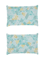 Story@home Arena Blue & Gold-Toned Printed 180 TC Bedsheet & Pillow Covers