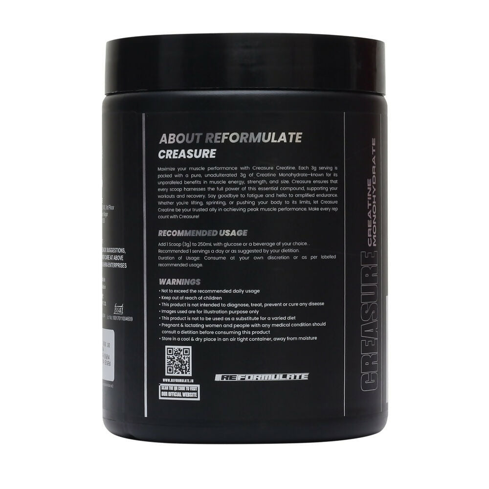 Reformulate Creasure I Creatine Monohydrate I Boost Immune System 3G Of Pure Creatine Nutraceutical - Unflavoured