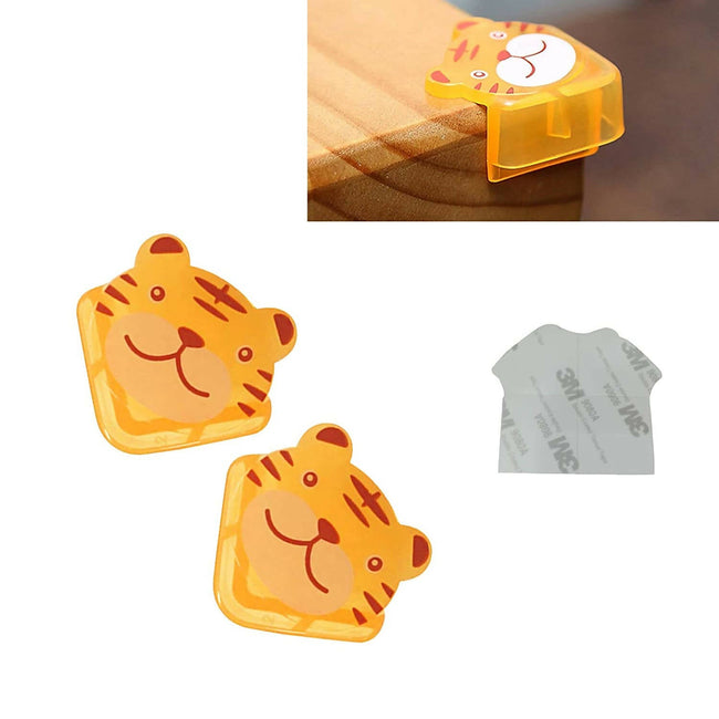 Safe-O-Kid Set Of 4 Cushioned Corner Guard Protection in cute Tiger Design - Yellow Hover Image