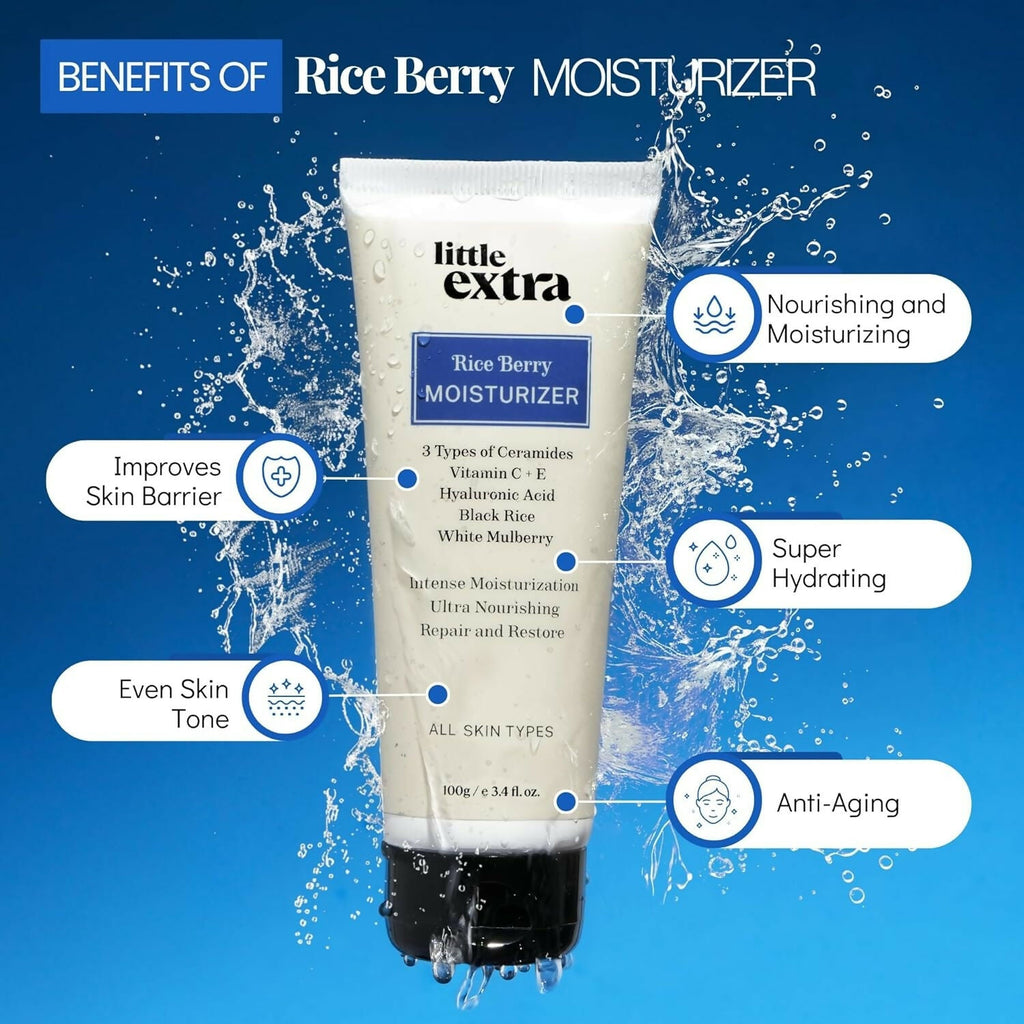 Little Extra Rice Berry Face Moisturizer, Lightweight & Non-Sticky for Glowing Skin, Brightening