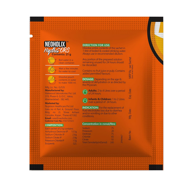 NeoHolix Hydra ORS Sachets Orange Flavour Main Image