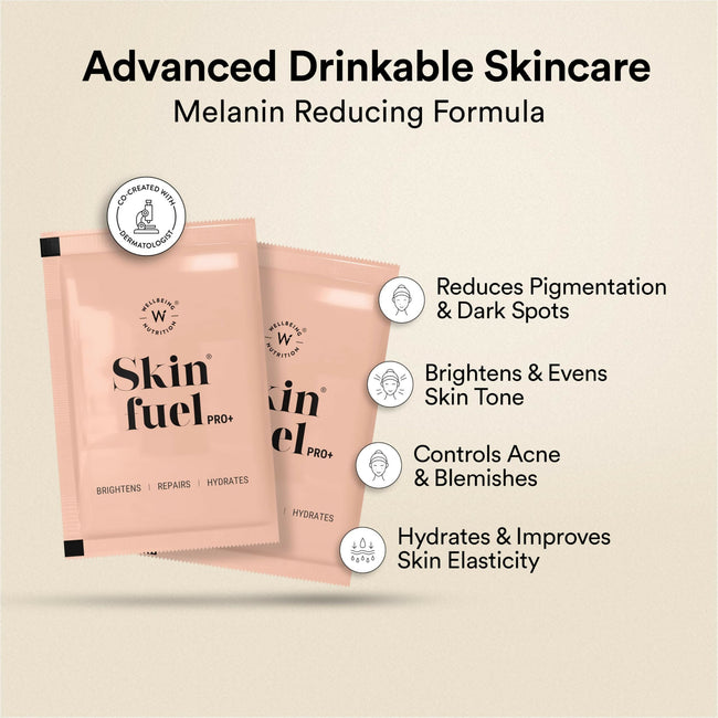 Wellbeing Nutrition Skin Fuel Pro+ - Valencia Orange Flavour, Reduced Pigmentation & Dark Spots, Brightens Skin Tone, Anti-aging - Limited Time Offer Main Image