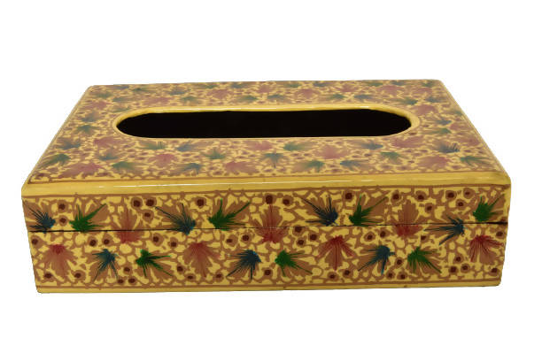 Nizalia Floral Motif Embossed Golden Paper Mache Bowl Main Image