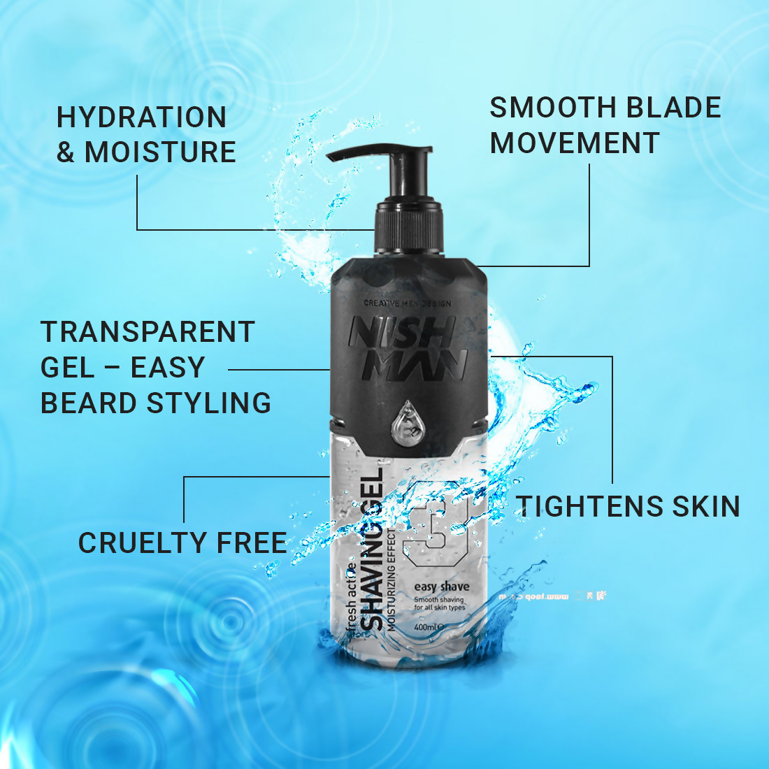 NishMan Fresh Active Easy Shave Shaving Gel Moisturizing Effect