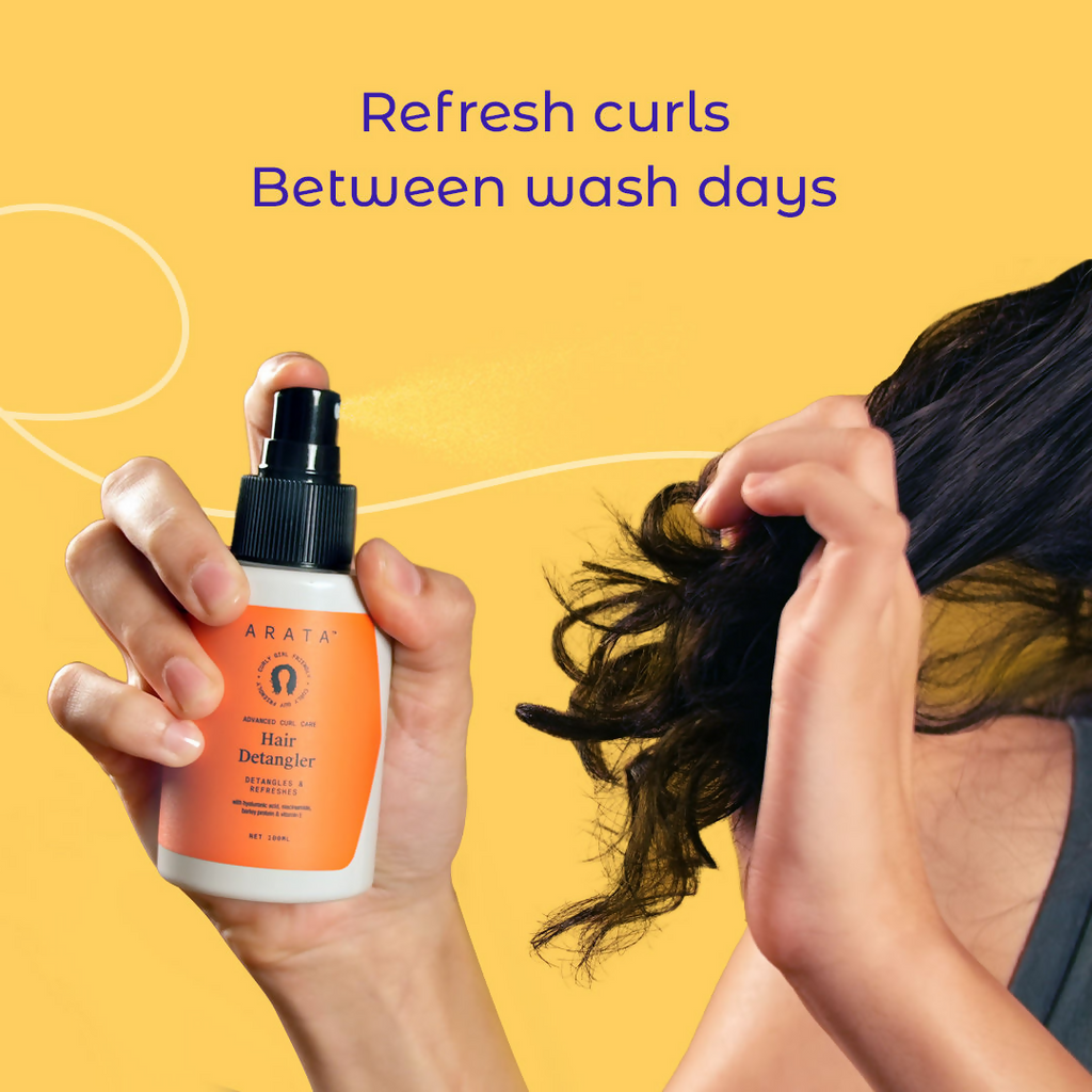 Arata Curl Hair Detangler With Hyaluronic Acid, Niacinamide - Detangles & Strengthens Curls