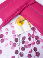 URBAN SPACE Divine Purple Floral 144 TC Pure Cotton Queen Bedsheet With 2 Pillow Covers