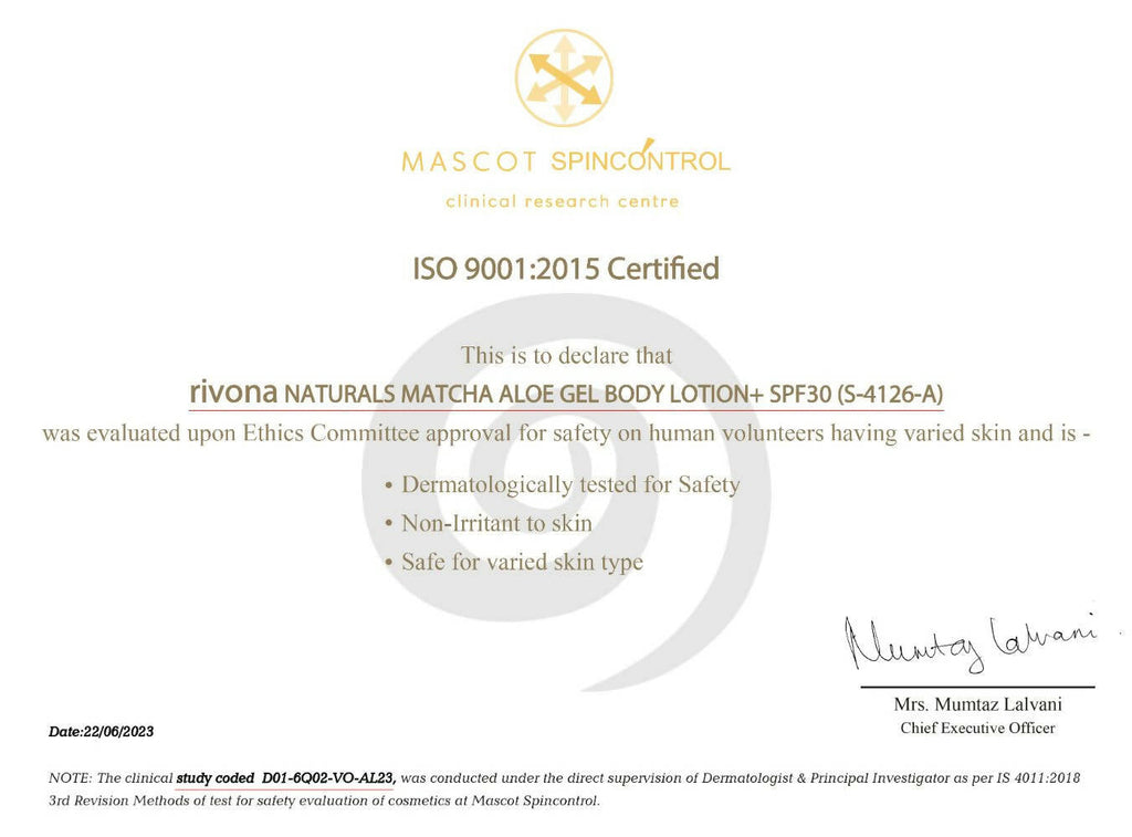 Rivona Naturals Matcha Aloe Gel Body Lotion with SPF 30