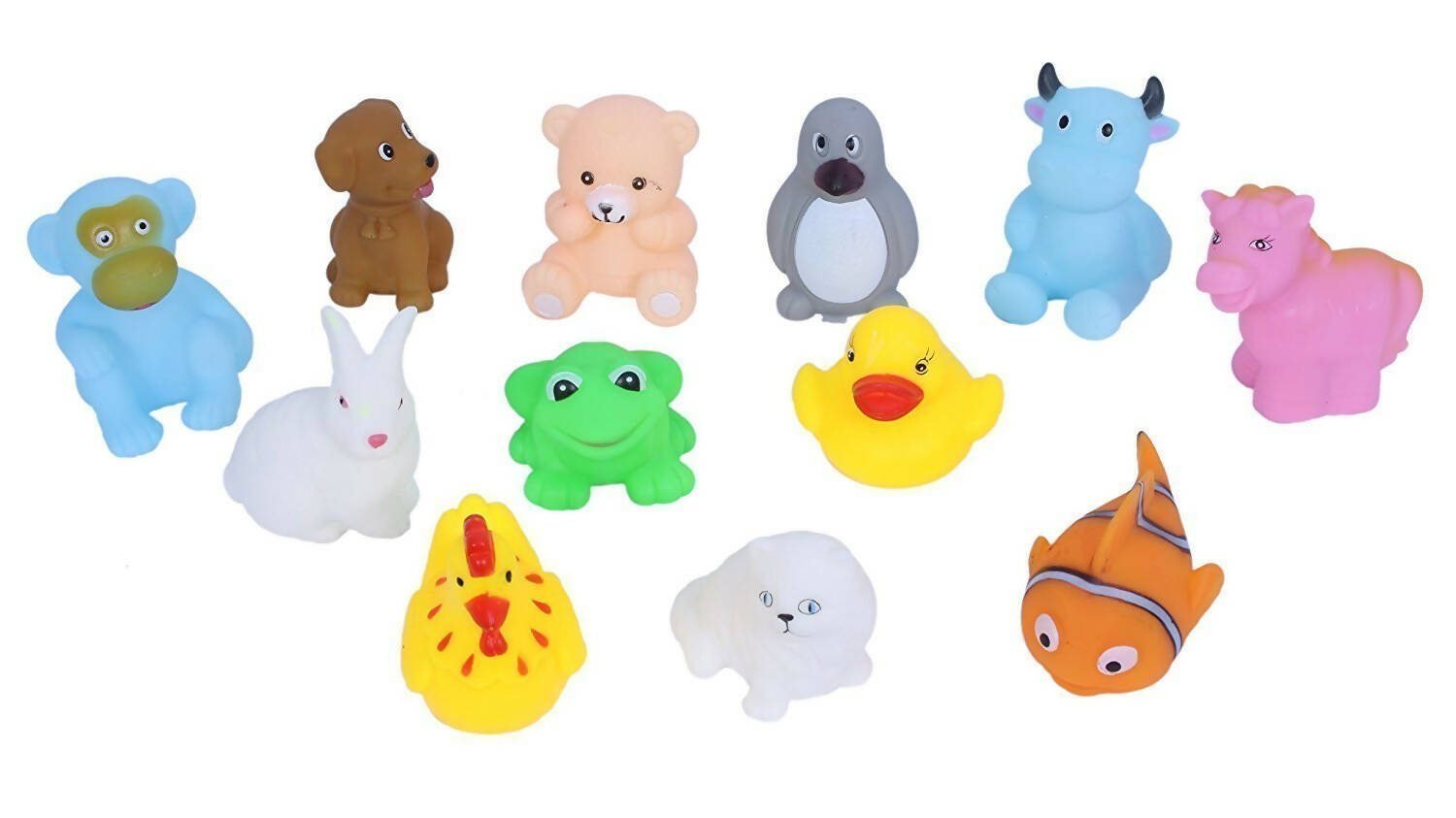 Cable World Plastic Baby Bath Chu Chu Colorful Animal Shape Toy (Multicolor, Multi Design)