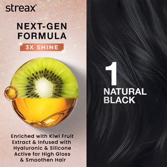 Streax Gel No Ammonia 100% Grey Coverage Hair Color - Natural Black