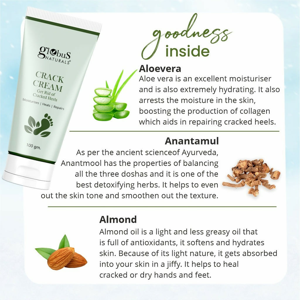 Globus Naturals Crack Cream for Dry & Cracked Heels & Feet